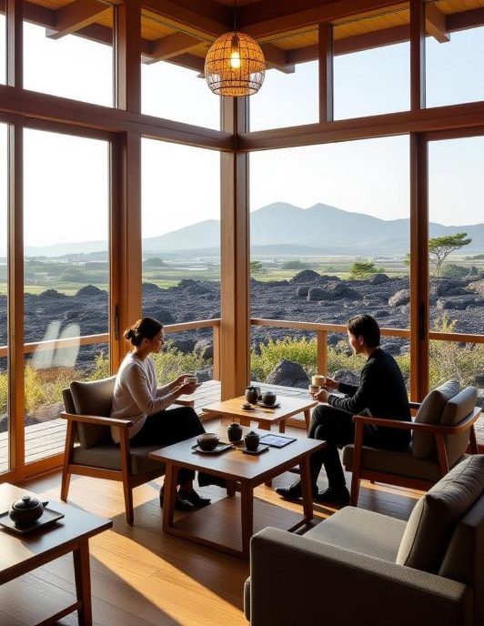 serene lounge interior in Jeju